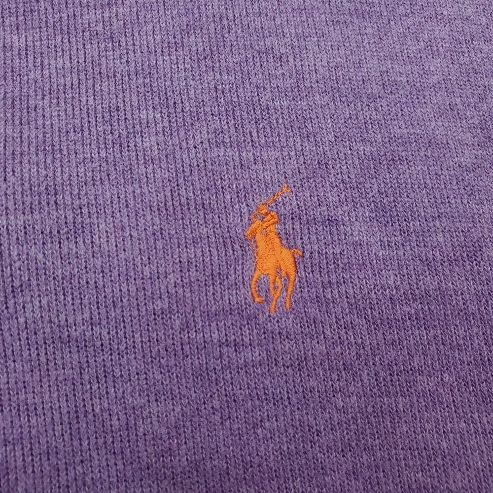 Polo Ralph Lauren Sweater Mens XXL Purple Quarter Zip Pullover Orange Small Pony